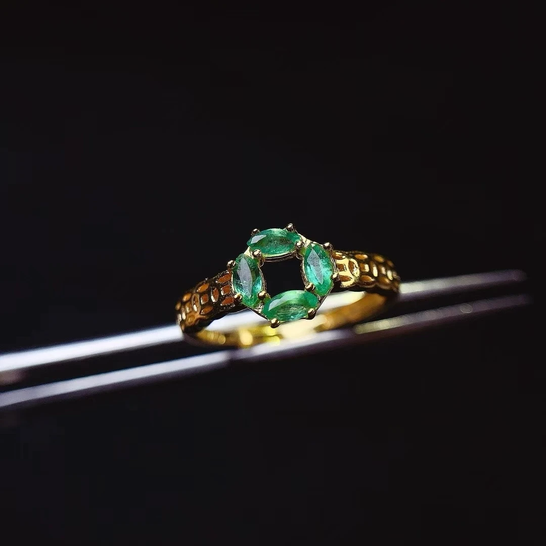 KJJEAXCMY Natural Colombian Emerald Ring S925 silver , electroplated locking color process, high clarity Full of luster