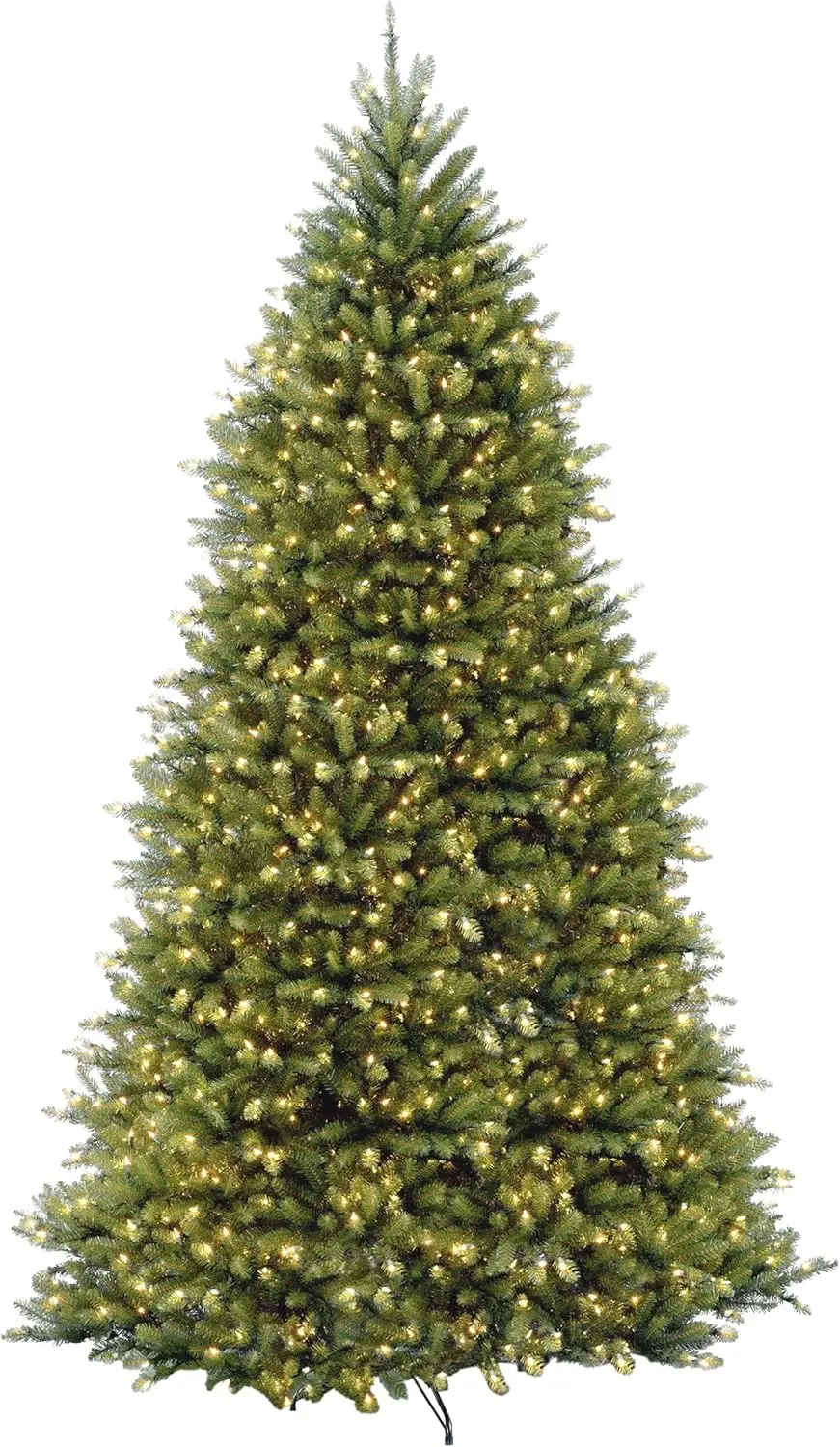 Pre-Lit Artificial Full Christmas Tree, Green, White Lights, Includes Stand, 10 Feet