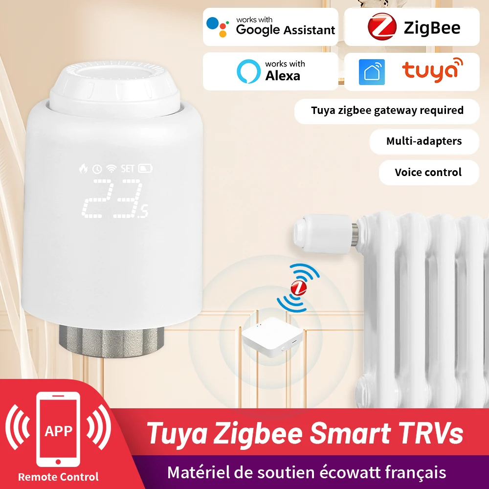 Tuya ZigBee Smart Home Radiator Actuator Thermostat, TRV Thermostatic Valve Temperature Controller Smart Life Alexa Google Home