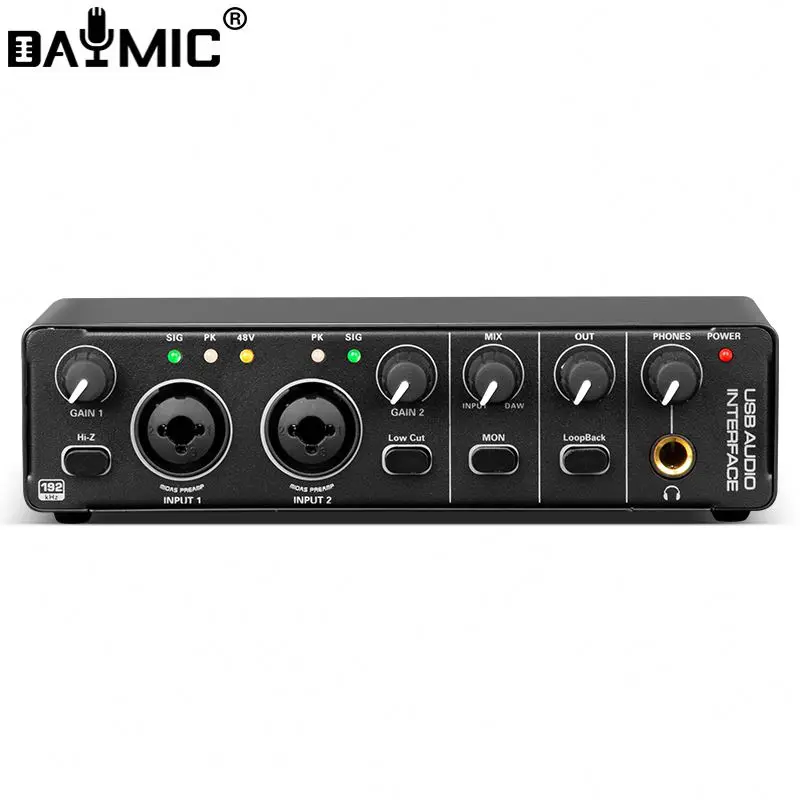 

2 channel pro Audio Interface 2 In 2 Out Computer Recording Live Equipment Singing USB External Guitar mixer