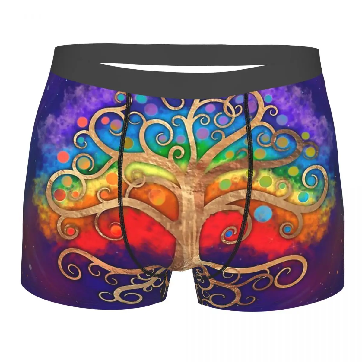 Vikings Underpants Cotton Panties Man Underwear Sexy Tree Of Life Golden Swirl And Rainbow Shorts Briefs