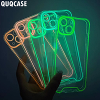 Luxury Luminous Glow Dark Case For iPhone 14 15 16 Pro Max 11 Phone 12 13 i15 Plus XR X XS Neon Fluorescent Clear Silicone Cover