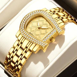 Yalalusi Marke Hot Sale Damen uhren Gold Kristall Diamanten Luxus Luxus Box Uhr Entferner Ion Vergoldung