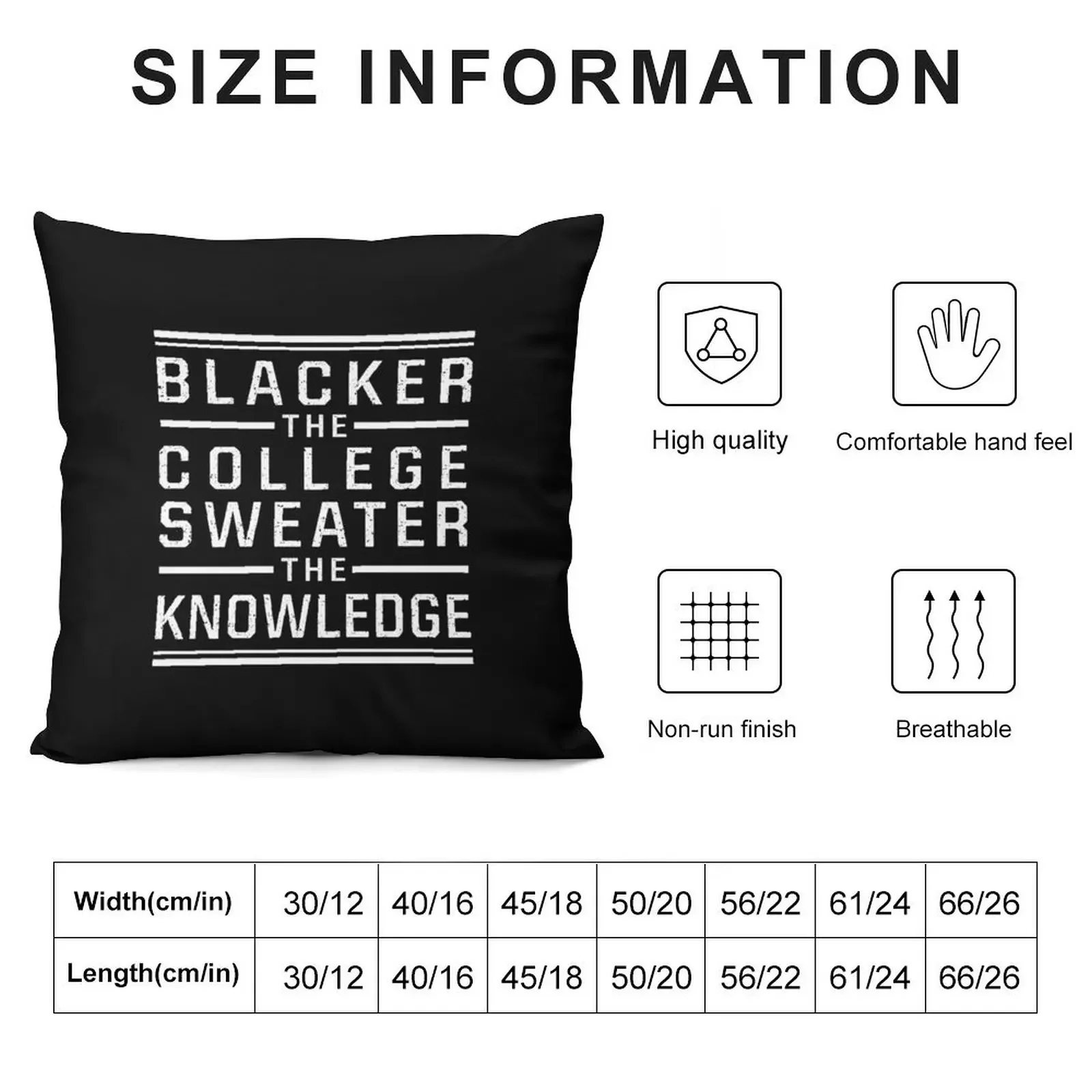 Blacker the college sweater the knowledge T-Shirt Throw Pillow Cushion Cover Set christmas decorations 2025 pillow