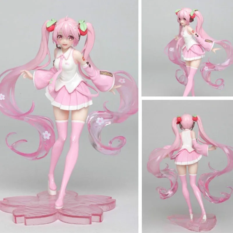 19CM Japanese Anime Cherry Hatsune Miku Character Doll Exquisite Model Handmade Toy Home Desktop Decoration Gift Kids Collection