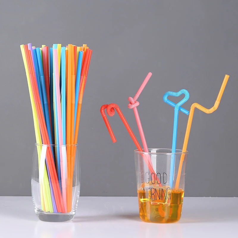 100pcs/pack Colorful Black Drinking Kunstst of Straws Bar Party Wedding Kitchen Pajitas Plastique Beverage Straws