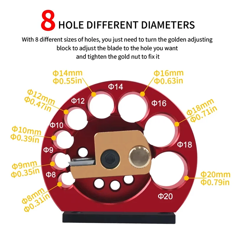 AS60-Electric Drill Milling Auxiliary Tool 8-Holes Adjustable Dowel Maker Jig 8Mm-20Mm Carbide Woodworking Round Rod