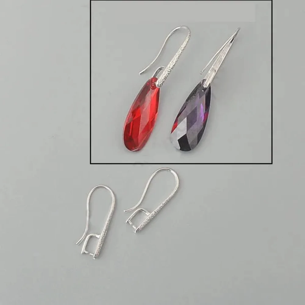 Wholesale 100PCS Lot 925 Sterling Silver Jewelry Findings Pinch Bail Hook Earring Ear Wires For Crystal Beads