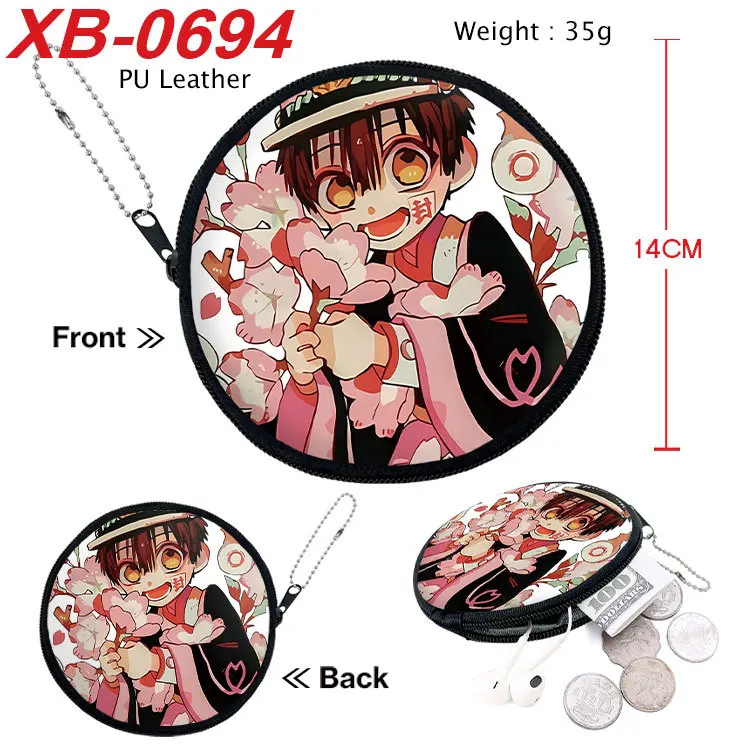 Anime Toilet-bound Hanako-kun Yugi Amane Sakura Cartoon Students Boys Girls Teenage Round Zipper Earphones Coin Purse Money Bag