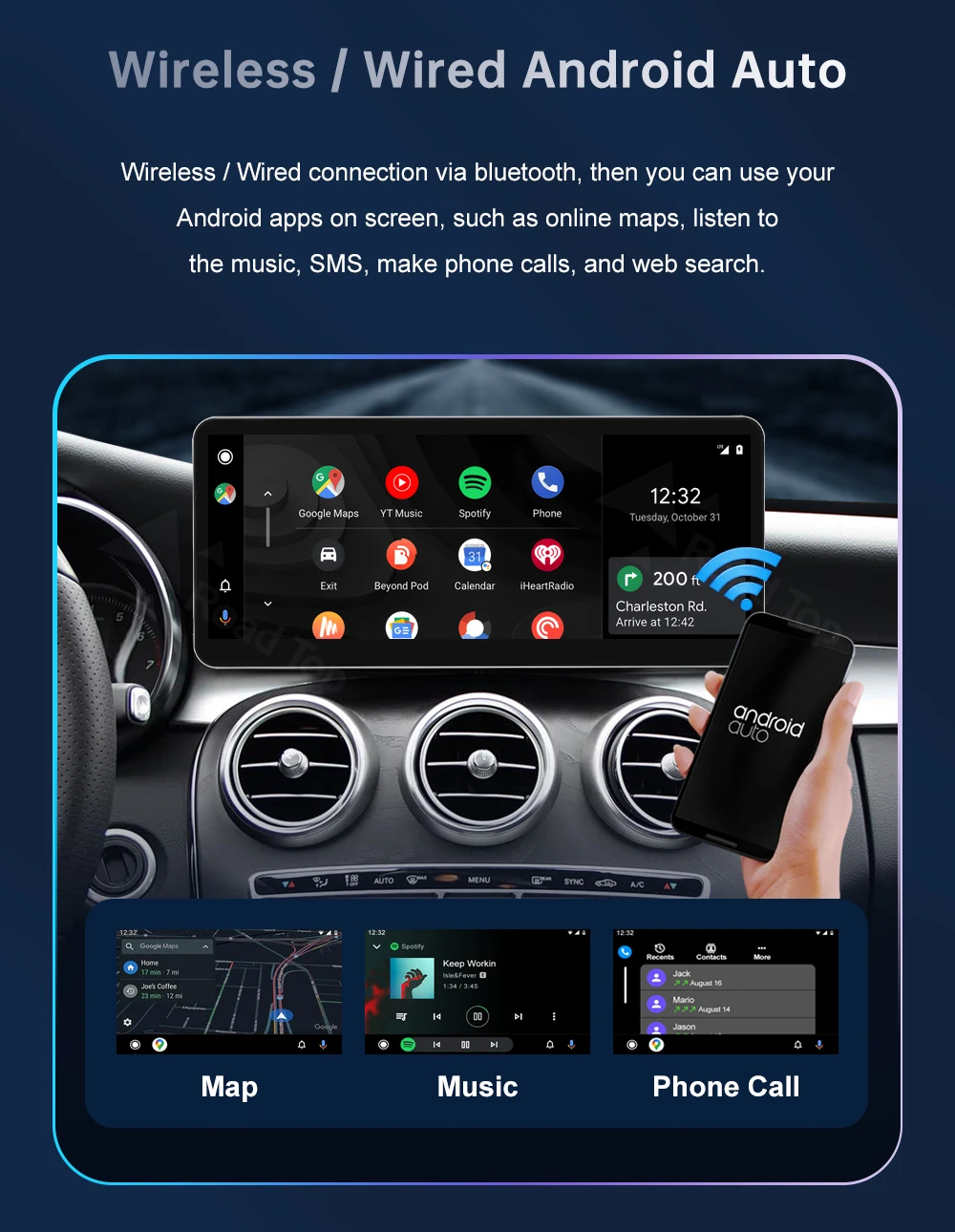 Multimedia-Display für Benz C-Klasse W205 GLC V-Klasse W447 2015-2019 NTG5.0 Touchscreen Wireless Carplay Navigation Android Auto – Detail 11