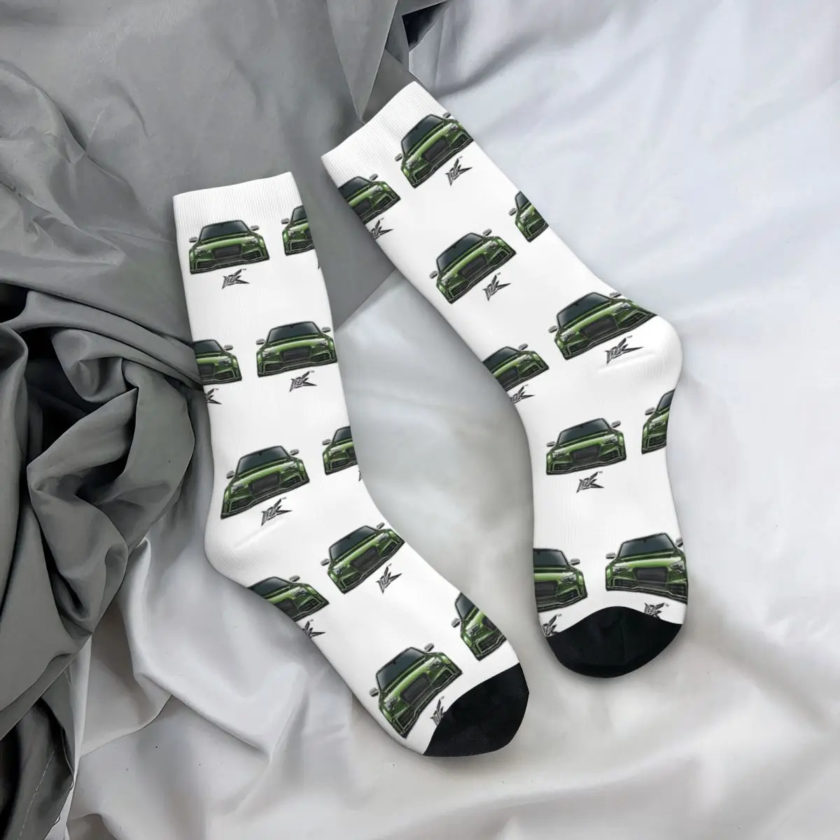 Widebody B8 Green Socks Harajuku High Quality Stockings All Season Long Socks Accessories for Man's Woman's Christmas Gifts