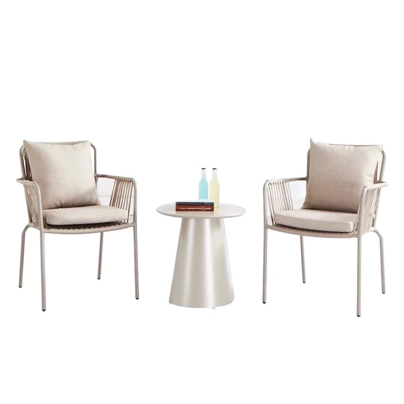 Nordic outdoor woven rattan chairs, balcony indoor coffee table, outdoor plastic wood tables and chairs