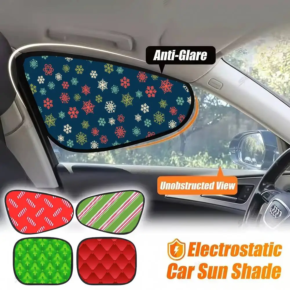 

Christmas Pattern Cute Dollhouse Car Side Window Sunshade - Universal Folding, Windshield Visor Accessory