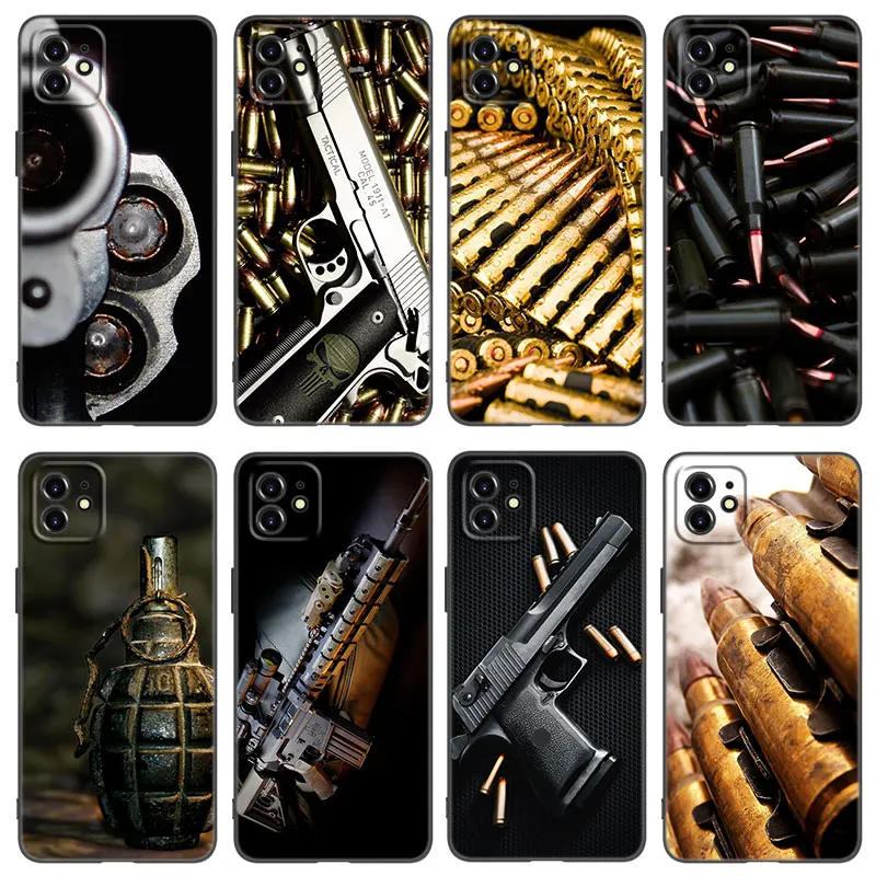 Military Weapons Phone Case For Apple iPhone 13 12 Mini 11 Pro XS Max XR X 8 7 6S 6 Plus SE 2022 2020 5S 5 Soft TPU Black Cover