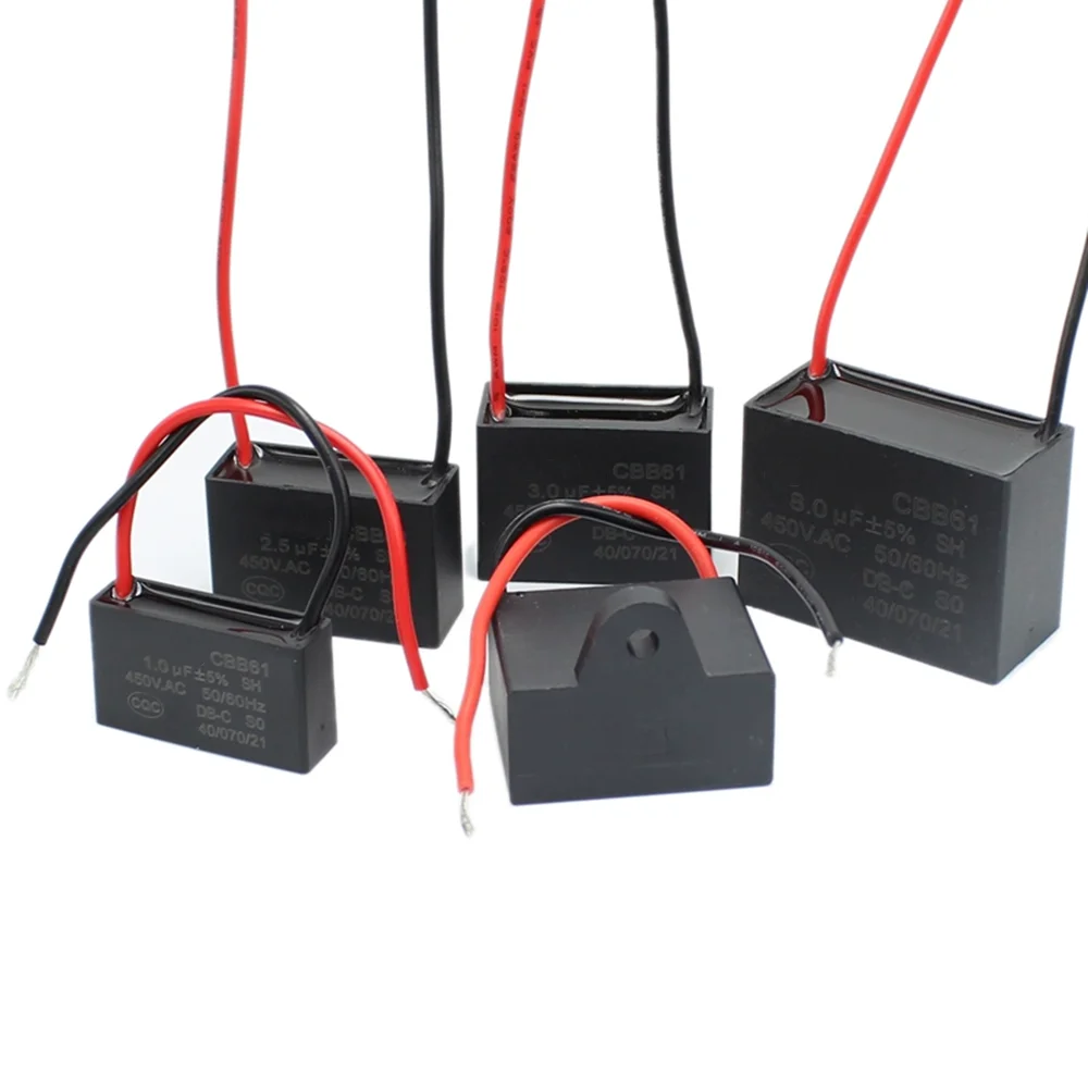 2PCS CBB61 Fan Starting Capacitor 450V Various Capacitance Options for Range Hood 0.8F to 14F Electronic Components