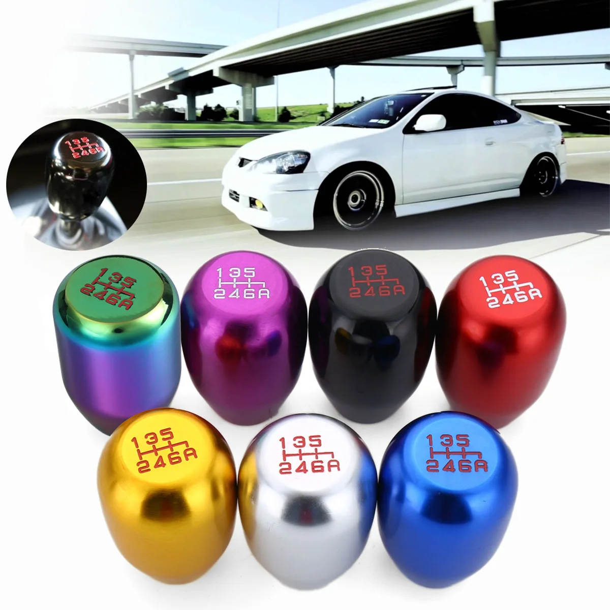 

6 Speed Car Gear Shift Knob Stick Manual Transmission Aluminum Gear Shifter Head Knobs Lever AT MT