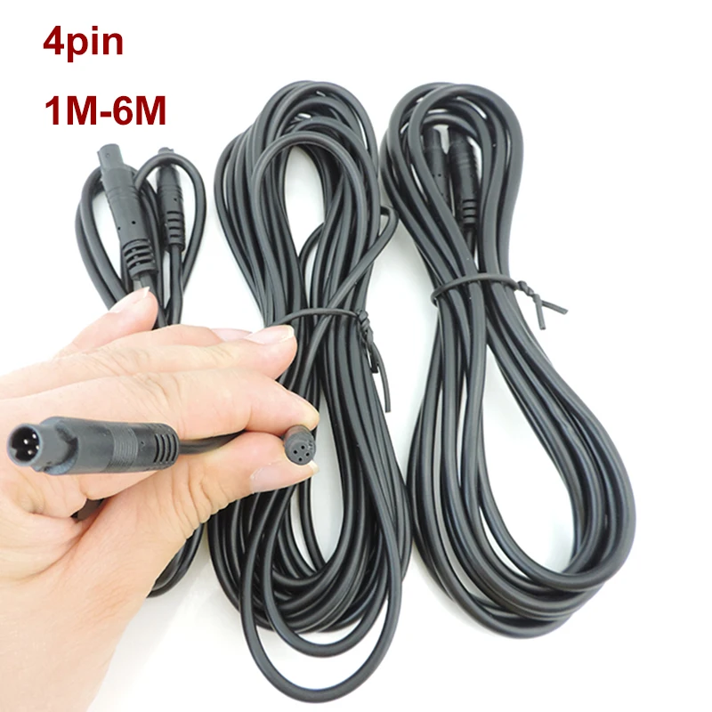 1/2/3/5/6m 4pin Connector Car DVR Rear View Camera Extension Cable Male to Female 4 Core HD Monitor Vehicle Copper Wire