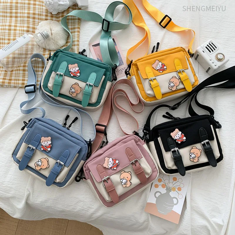 Crossbody Female 2021 New Cute Girl Canvas Student versione coreana borsa quadrata piccola monospalla multifunzionale All-match Cross