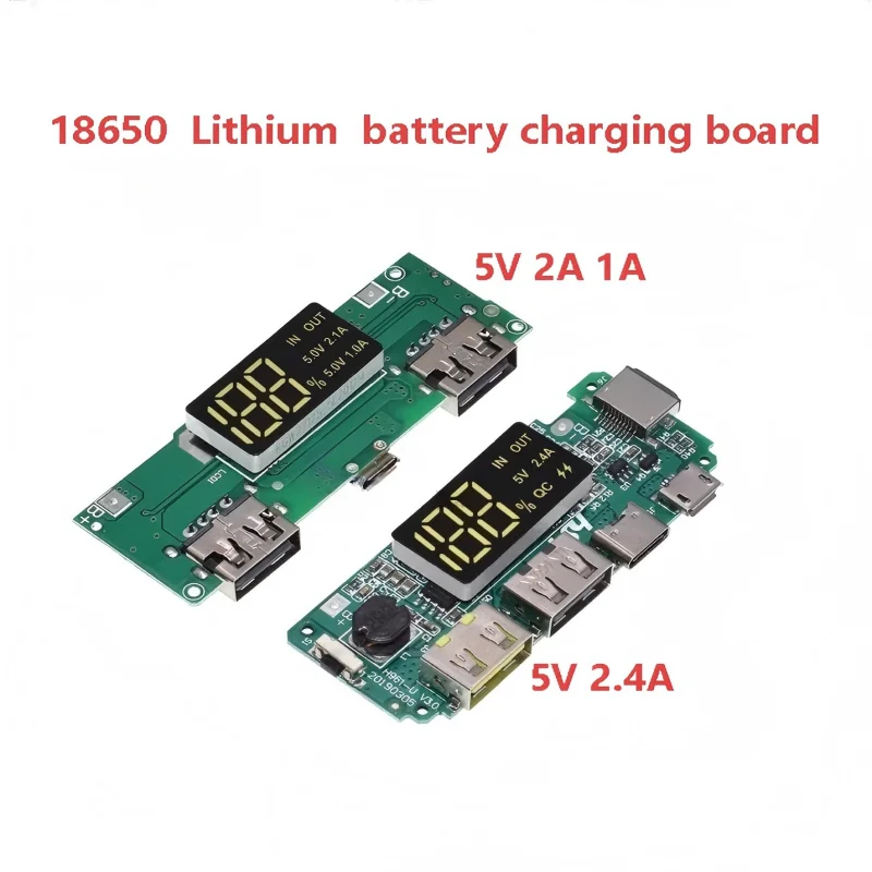18650 Charging Module Lithium Battery Charger Board LED Dual USB 5V 2.4A Micro/Type-C USB Mobile Power Bank