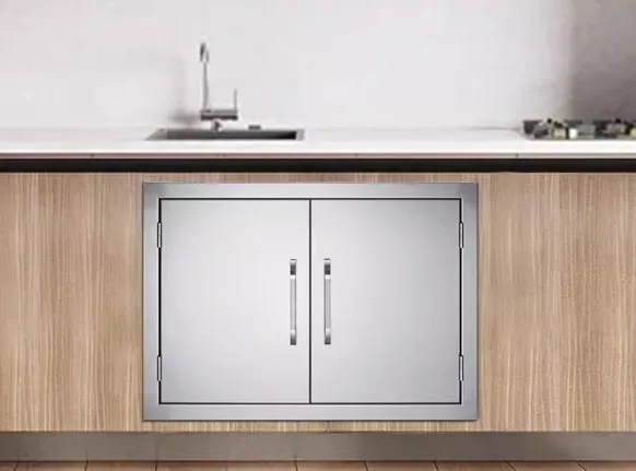 Embedded cabinets Storage space Stainless steel silent barbecue grill Kitchen cabinet door cabinet bucket