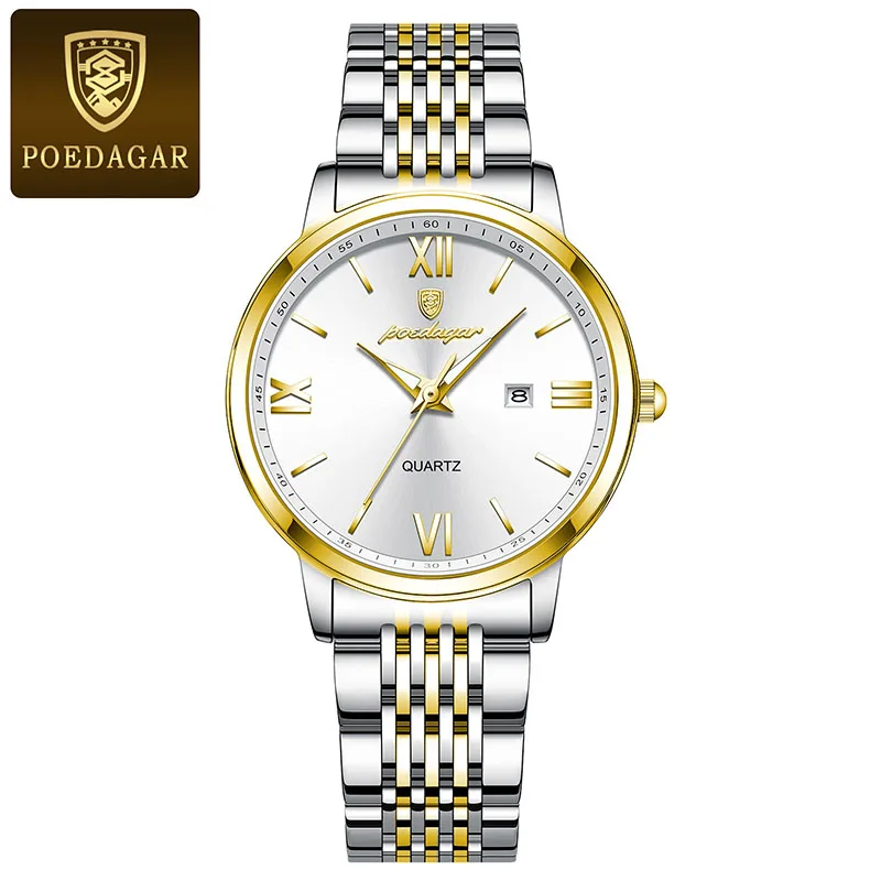 POEDAGAR Elegant Ladies Watches 2024 New Brand Luxury Ultra Thin Small Dial Quartz Women Clock Stainless Steel Relogios Feminino