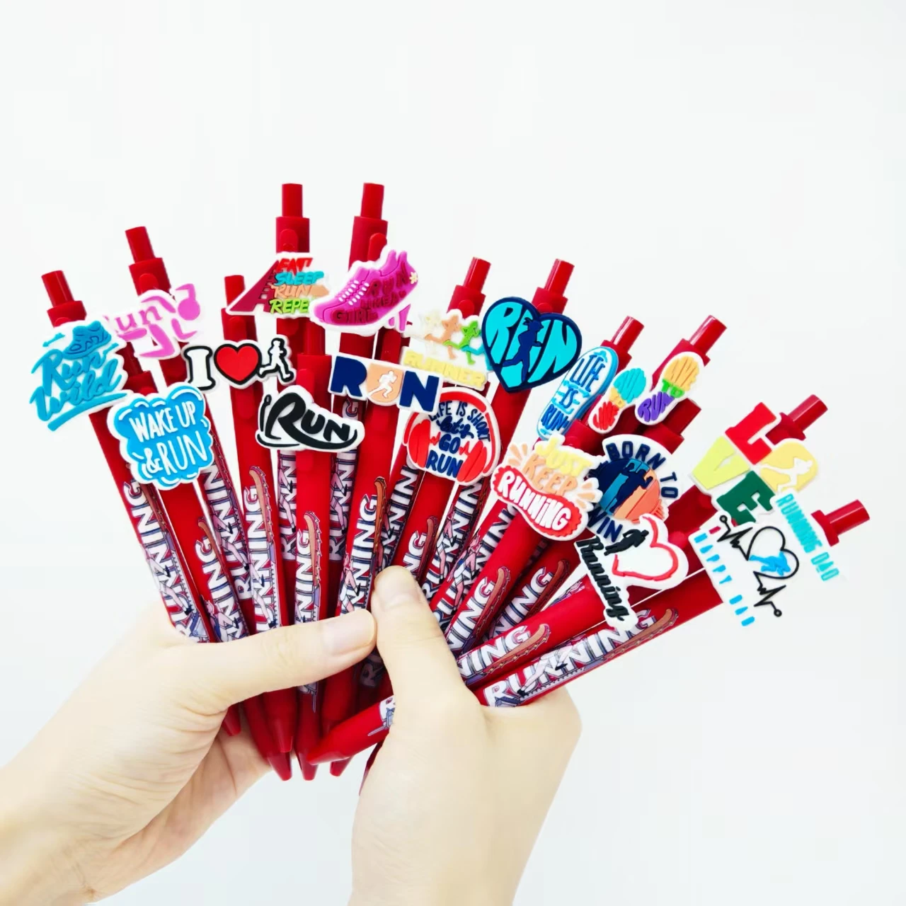 

9pcs/14pcs sports theme running shape patch ballpoint pen red series color printing gel pen