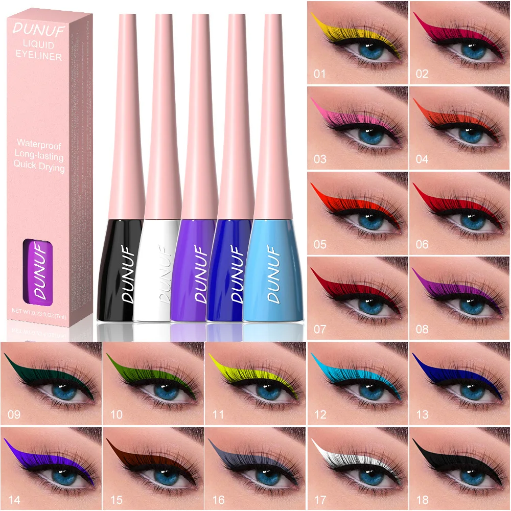 18가지 색상의 리퀴드 아이라이너 방수 오래 지속되는 고발색 빠른 건조 파티 무대 메이크업 그래픽 라이너 예술적 디자인