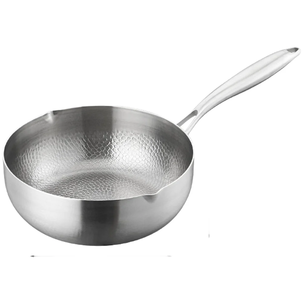 For Boiling Milk Silver Titanium Milk Pan for steamer Pot With Lid Sturdy Titanium Construction Even Heat Distribution