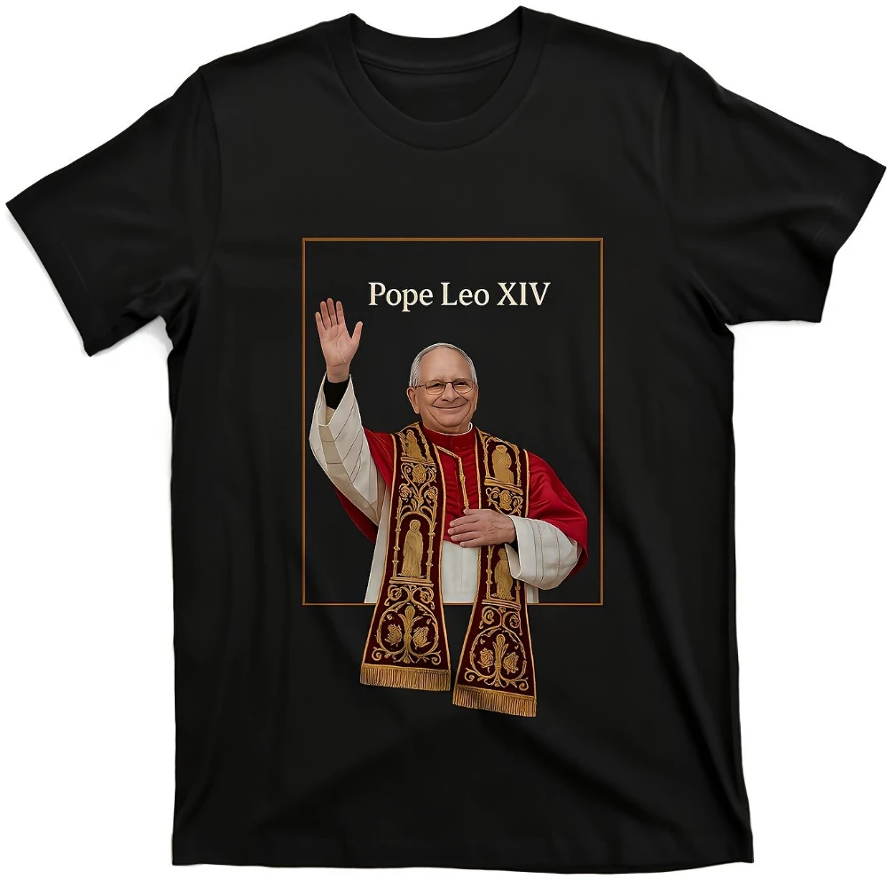Pope Leo X Pattern T-Shirt Designed By The Catholic Pope with Decoration Round Neck T-Shirt Daily Formal Church Clothing