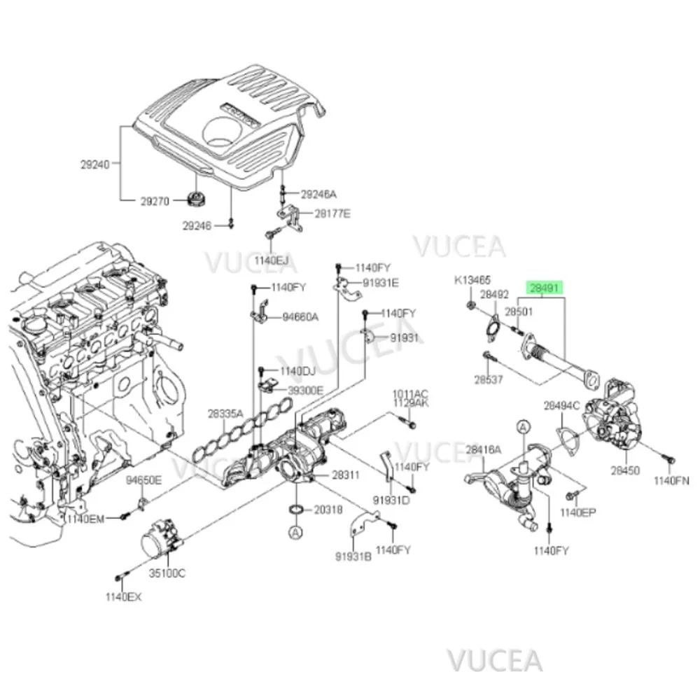 284914A711 PIPE - EGR FOR 2007-2019 HYUNDAI H1 STAREX H-1 H100 H-100 2016-2020EXHAUST GAS RECIRCULATION PIPE 28491-4A711