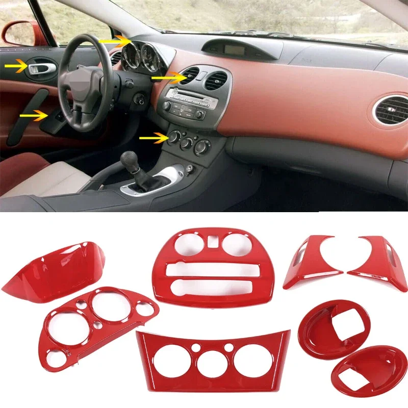 For Mitsubishi Eclipse 06-11 ABS Red Car Center Console Multimedia Air Conditioning Adjustment Panel Cover Trim Car Accessories