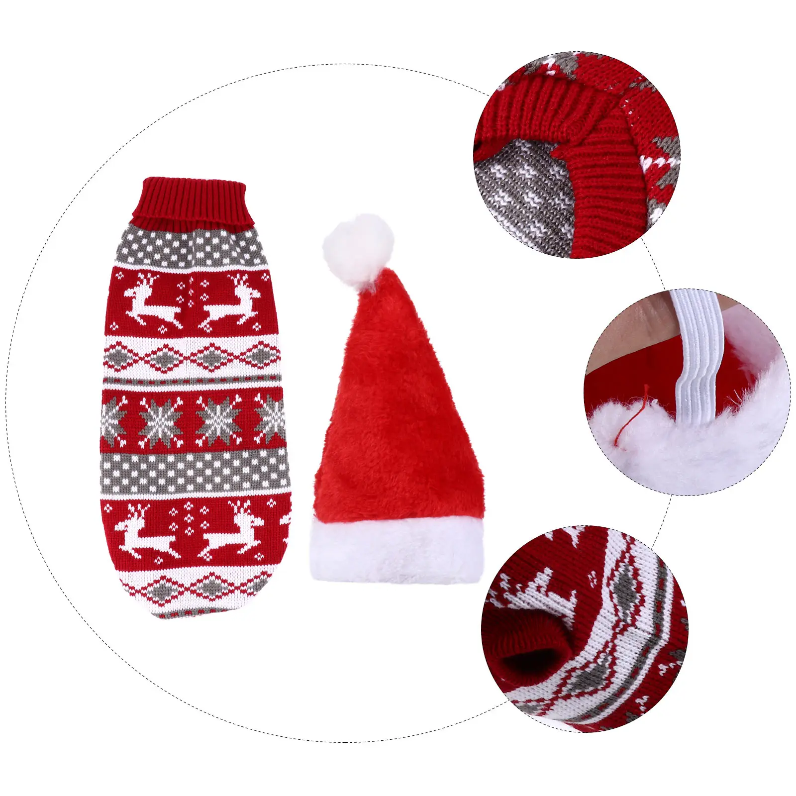 

Reindeer Pet Clothes Puppy Costume Knitted Hat for Holiday Clothing Turtleneck Sweater