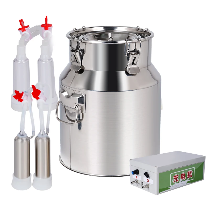10L Cow/Goat Milking Machine Cow Electric/Pulsating Milking Machine Stainless Steel Milker Bucket 220V -240V Vacuum Pump