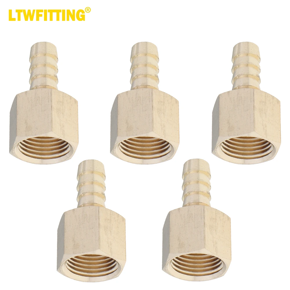 

LTWFITTING Lead Free Brass Fitting Coupler/Adapter 5/16" Hose Barb x 3/8" Female NPT Fuel Gas Water (Pack of 5)