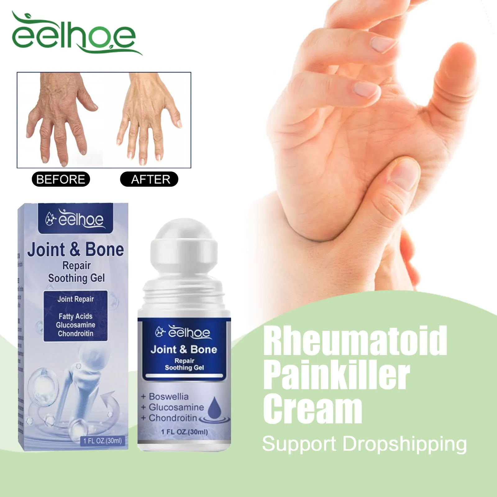 

Rheumatoid Painkiller Cream Arthritis Treatment Relieve Muscle Swelling Bruise Treat Knee Neck Pain Joint Analgesic Roll-On Gel