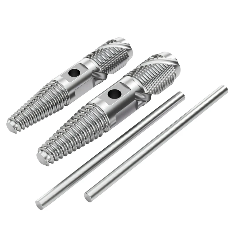 C4DF 1/2Inch 3/4Inch Thread Damaged Screws Extractor Double Head Drill Bit Set