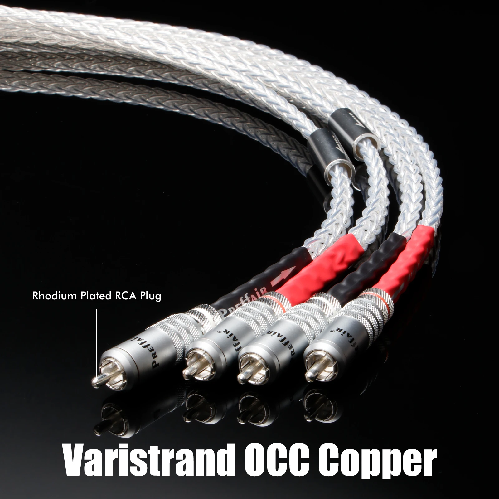 Paar RCA-Kabel 7N OCC Versilbert Audiophiles RCA-Signalkabel PTFE-Abschirmung für Verstärker DAC TV Auto – Detail 2