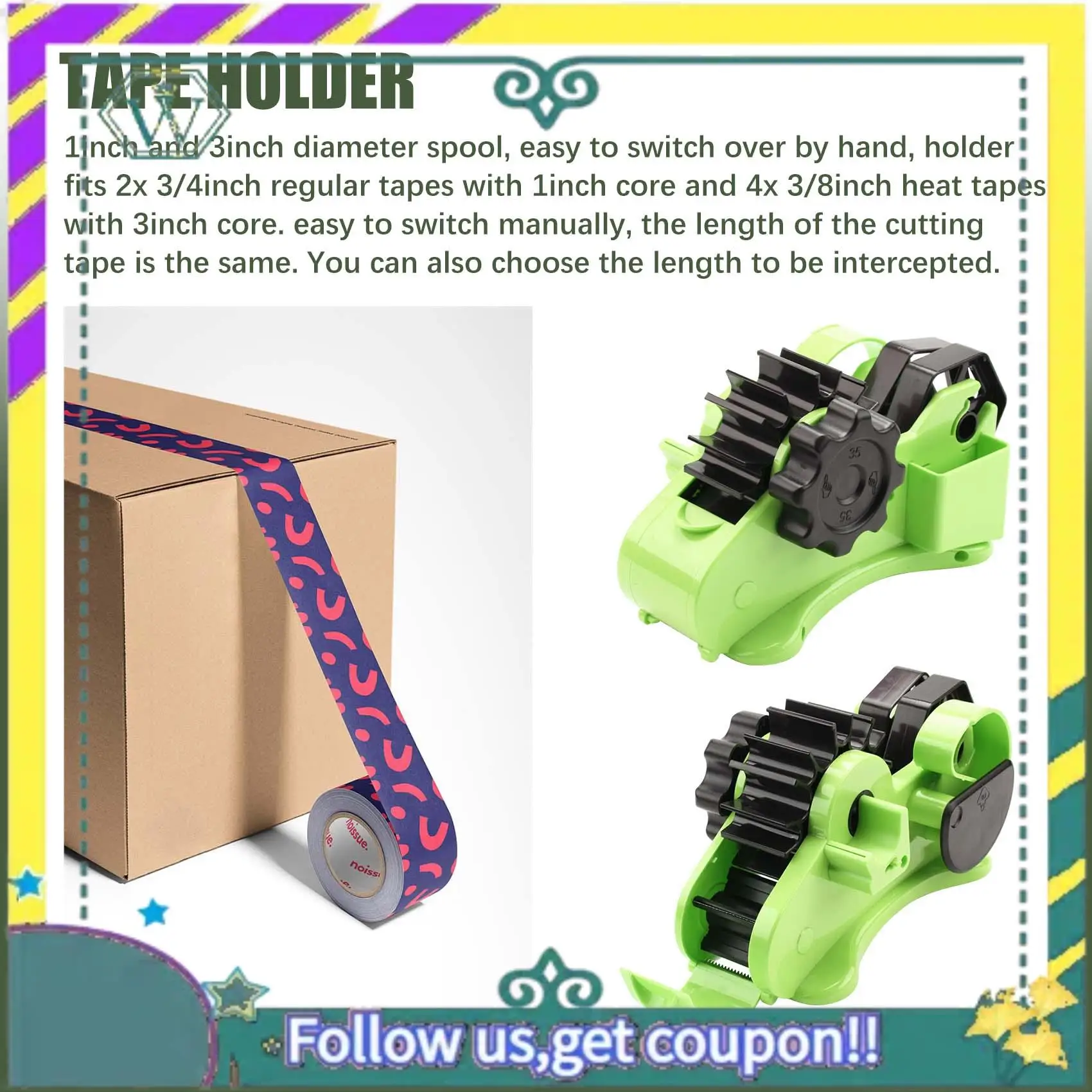 NEW Semi- Automatic Desk Tape Dispenser Semi Automatic Cutting Tape On Off Manual For Washi Transparent Tapes