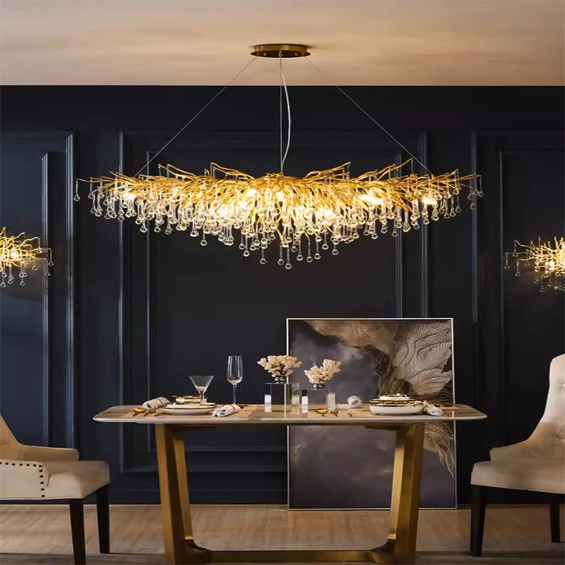 Modern teardrop crystal chandelier , luxury home decor ceiling chandelier for living room, bedroom, adjustable suspension cord