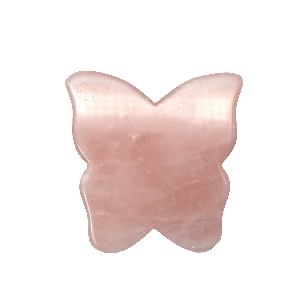 

2022 Natural Rose Quartz Guasha Board Jade Gua Sha Butterfly Shape Scraping Massage Tool for Beauty Anti-aging