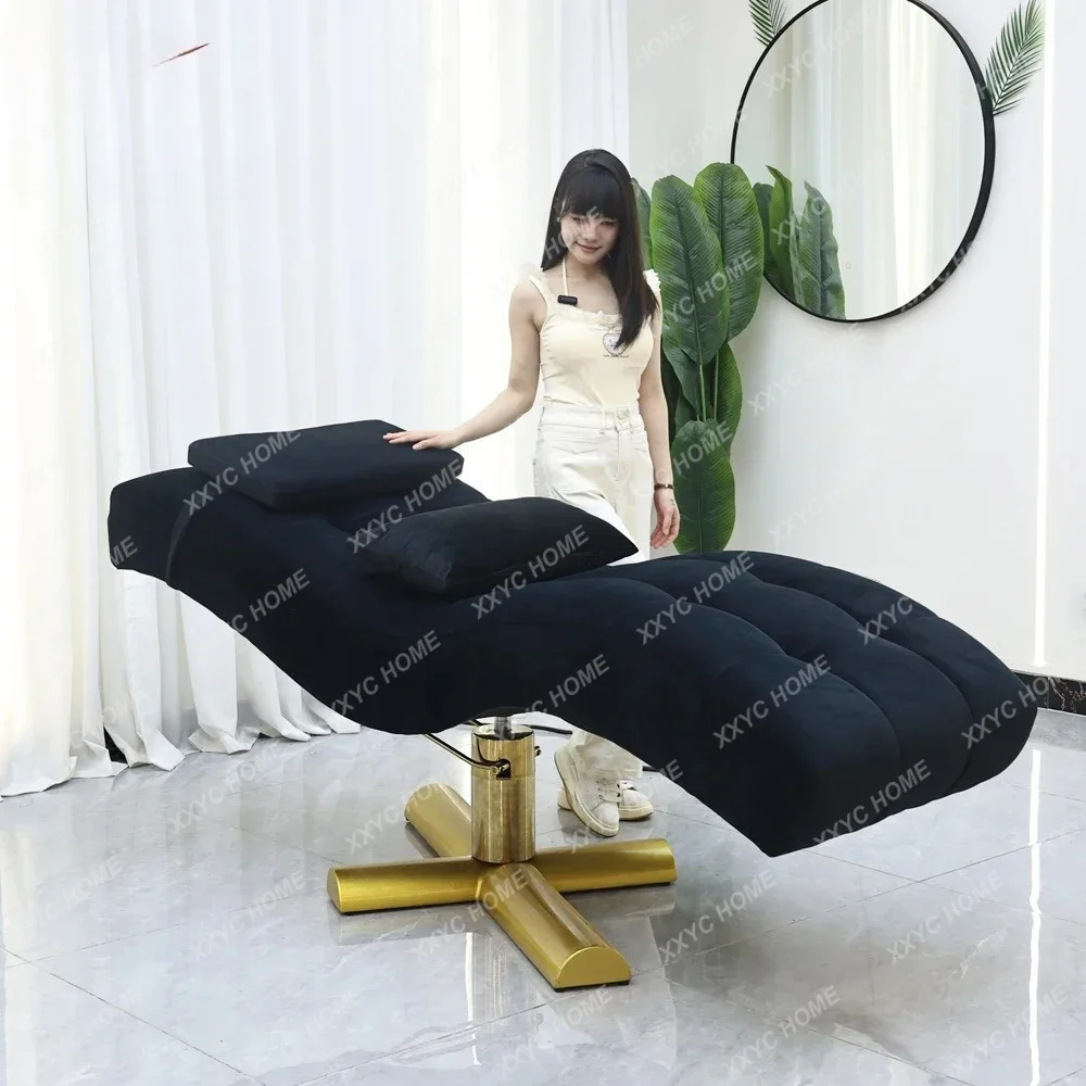 XXNew design adjustable Lifting Velvet Synthetic Leather pink eyelash bed electric beauty salon lash bed facial chair cam