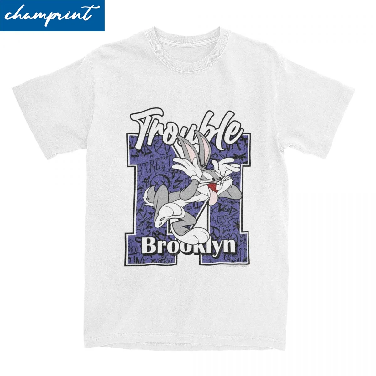 

Space Jam Trouble T-Shirts Men Women Novelty Pure Cotton Tees Crew Neck Short Sleeve T Shirt Plus Size Clothes