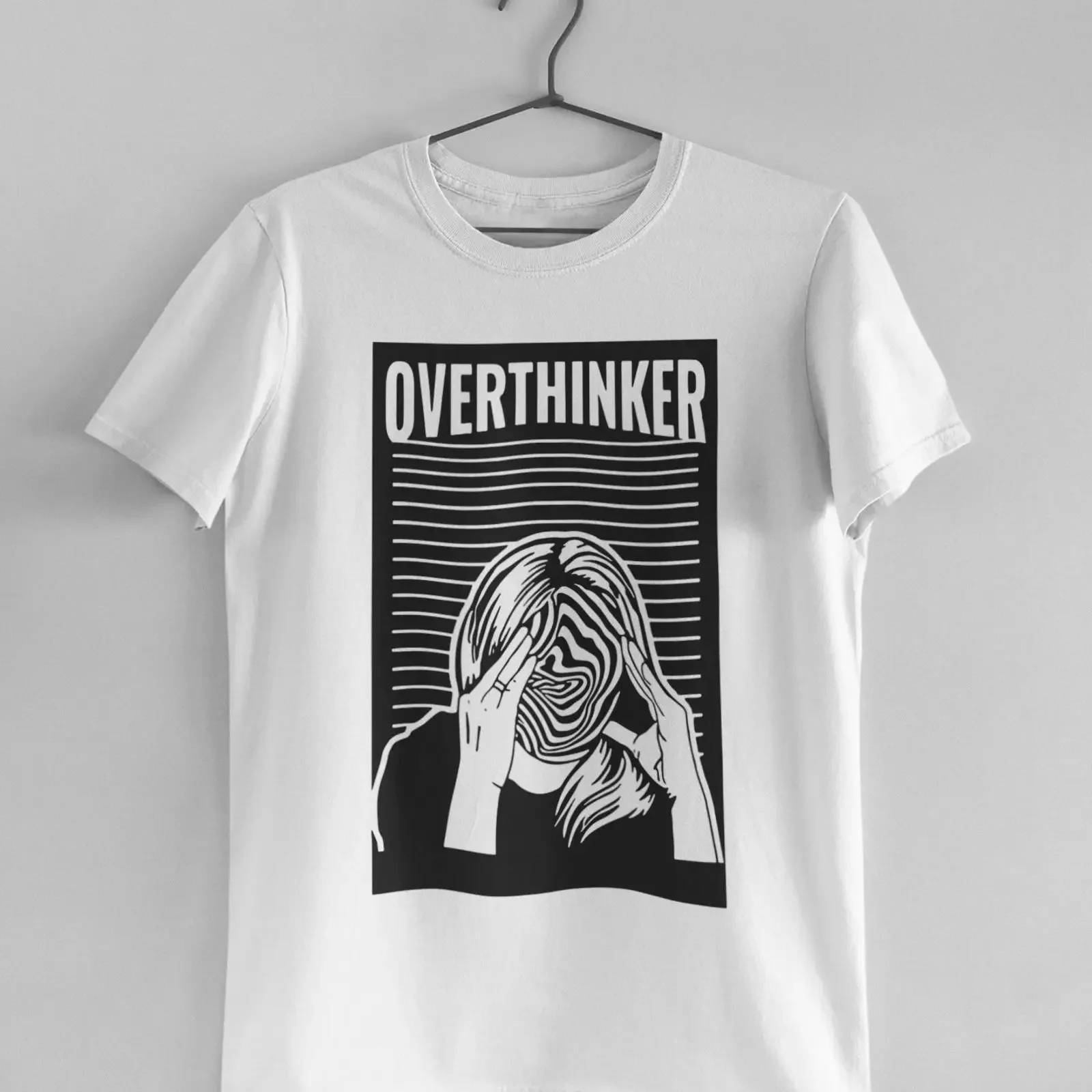 Overthinker Funny T Shirt Aesthetic Streetwear Vaporwave Casual Top vintage Washed Stylish Unisex Versatile designer clothes