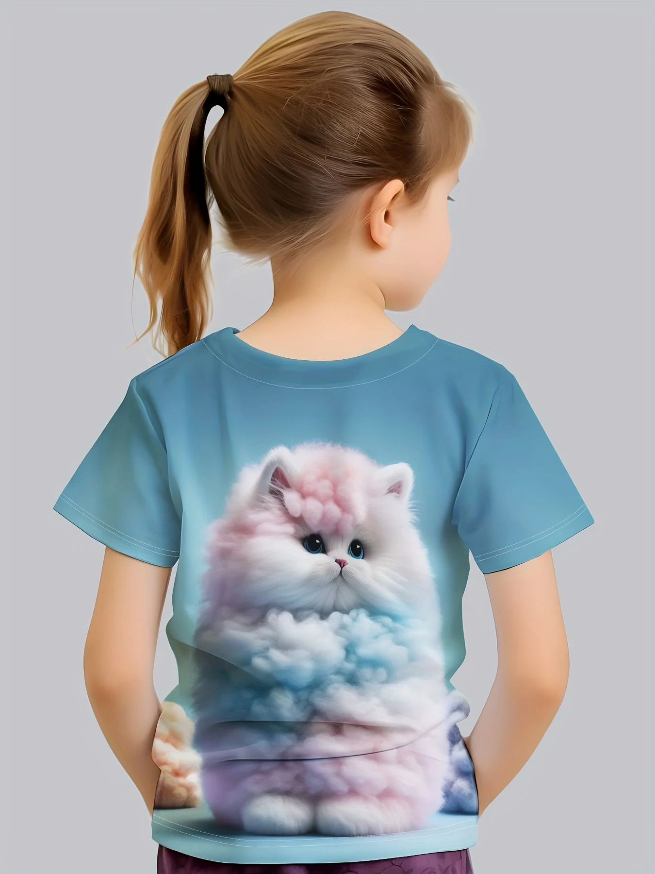 Ropa de manga corta para niña, camiseta Kawaii con estampado de animales, Top de verano