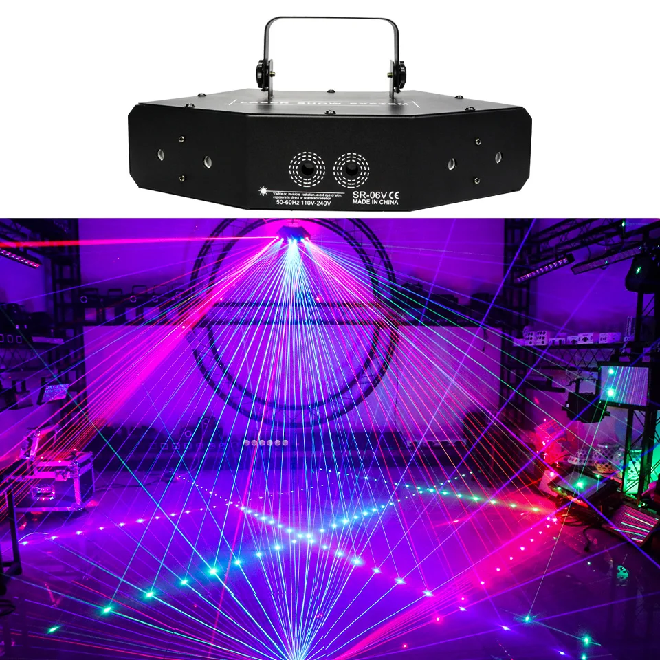 Mini 6 eyes LED Laser Light Projector Beam RGB Party DMX Stage Light Strobe Sound Music Beam Effect for DJ Disco Wedding Club