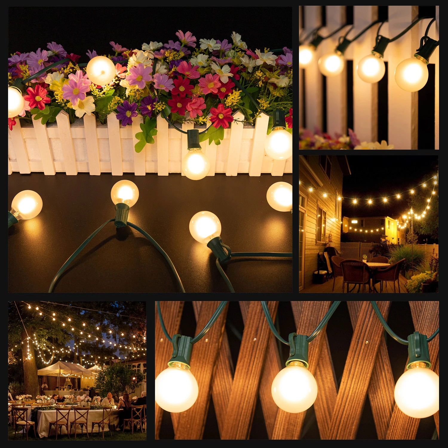 Frosted LED G40 Globe String Lights Garland Outdoor 220V EU 110V US Waterproof Connectable Vintage Wedding Lights Garden Light