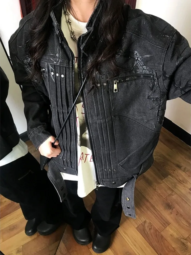 

American Sle ort Suede Jaet Men's Design Sensation oulder Pad Baseball Coat Spring Autumn Irregular Fit Youth Faion