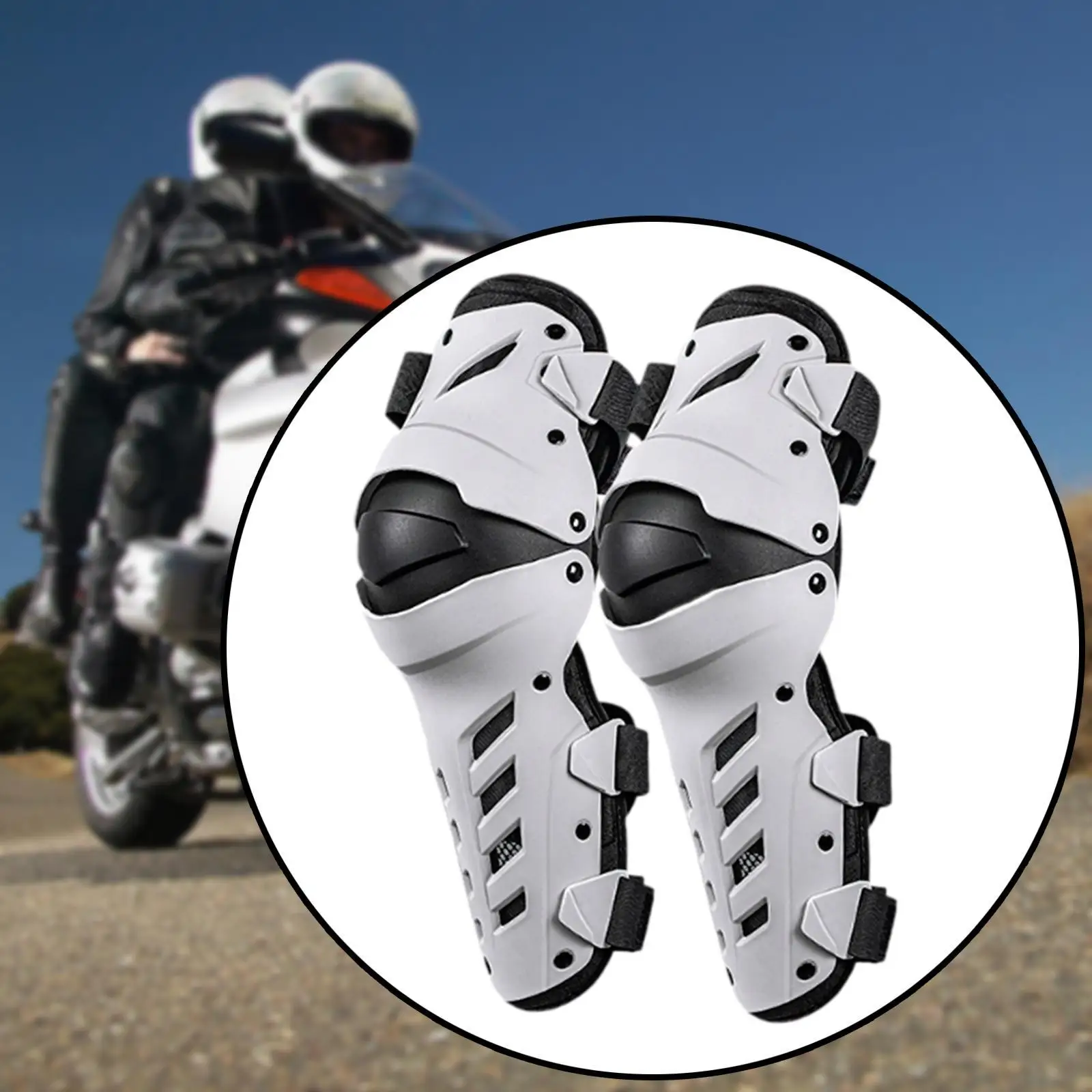 Protective Motorcycle Knee Pads for Men Motocross Knee Guards with Quick Release Buckle Ergonomic Fit Adjustable Straps