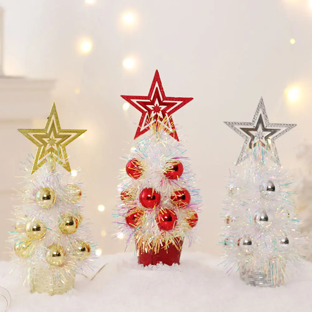 

3Pcs Mini Christmas Tree Decor Safe Material Realistic Tabletop Xmas Decoration Festive Office