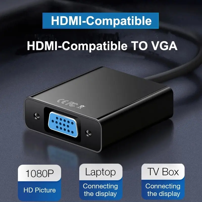 HD 1080P HDMI To VGA Cable Converter With Audio Power Supply HDMI Male To VGA Female Converter Adapter for Tablet Laptop PC TV